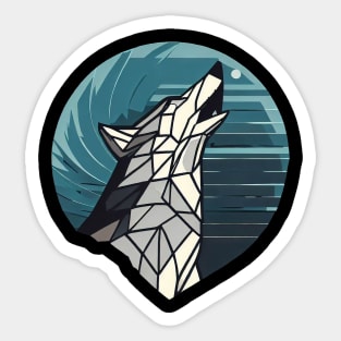 Geometric wolf howling to the moon Sticker